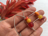 Mudlark bead earrings - sunset colour earrings, sterling silver