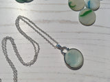 ULTRA RARE Japanese Sea Glass Ohajiki with hand symbol, Flat Marble Necklace, Beach Found Japan Sea Glass
