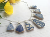 Sea Pottery Blue Necklace - Watercolour 18” Sterling Silver