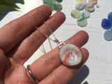 ULTRA RARE Japanese Sea Glass Ohajiki with hand symbol, Flat Marble Necklace, Beach Found Japan Sea Glass