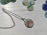 ULTRA RARE Japanese Sea Glass Ohajiki with hand symbol, Flat Marble Necklace, Beach Found Japan Sea Glass
