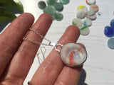 ULTRA RARE Japanese Sea Glass Ohajiki with hand symbol, Flat Marble Necklace, Beach Found Japan Sea Glass