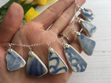 Sea Pottery Blue Necklace - Watercolour 18” Sterling Silver