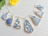 Sea Pottery Blue Necklace - Watercolour 18” Sterling Silver