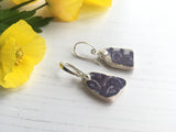 Scottish Sea pottery earrings - Purple Spongeware