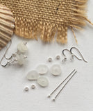 White Sea Glass Stacker Earrings - sterling silver