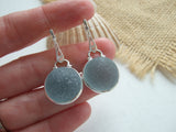 Japanese Sea Glass Marble Earrings, Geometric Sterling Silver Light Blue