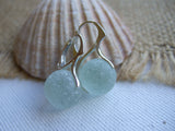 Genuine Beach Glass Marble Earrings, Sterling Silver Lever Backs