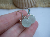 Genuine Beach Glass Marble Earrings, Sterling Silver Lever Backs