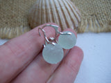 Genuine Beach Glass Marble Earrings, Sterling Silver Lever Backs