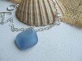light blue sea glass bracelet with anchor charm