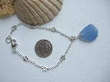 Scottish Light Blue Sea Glass Bracelet, Star Chain, sterling silver 7"