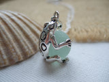 Sea Glass Marble In Frog Pendant