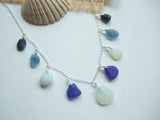 Oceanic Shades Sea Glass Necklace, Blue Opalescent - Seaham 18" Sterling Silver