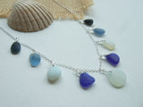 blue opalescent sea glass necklace