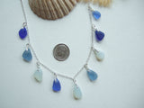 Oceanic Shades Sea Glass Necklace, Opalescent Blue - Seaham 18" Sterling Silver