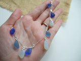 Oceanic Shades Sea Glass Necklace, Opalescent Blue - Seaham 18" Sterling Silver