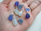 Oceanic Shades Sea Glass Necklace, Opalescent Blue - Seaham 18" Sterling Silver