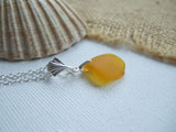 Yellow Sea Glass Leaf Necklace - Spanish sea glass pendant