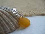 Yellow Sea Glass Leaf Necklace - Spanish sea glass pendant