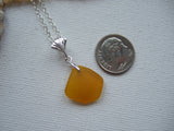 Yellow Sea Glass Leaf Necklace - Spanish sea glass pendant