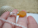 Yellow Sea Glass Leaf Necklace - Spanish sea glass pendant