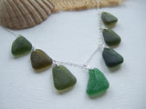 green sea glass necklace 18" sterling silver scottish