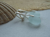 Sea foam sea glass, sterling silver earrings - clip on, clip-ons non pierced ears
