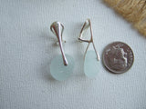 Sea foam sea glass, sterling silver earrings - clip on, clip-ons non pierced ears