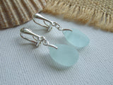 Sea foam sea glass, sterling silver earrings - clip on, clip-ons non pierced dangling