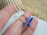 blue sea glass stacked earrings