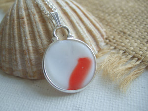 red and opalescent ohajiki necklace