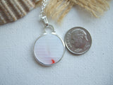Japanese Sea Glass Ohajiki, Flat Marble Necklace, Red Opalescent