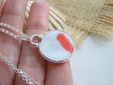 Japanese Sea Glass Ohajiki, Flat Marble Necklace, Red Opalescent