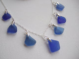 Blue Ocean Multi Pendant Sea Glass Necklace 18"