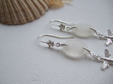 Chandelier Earrings - White and Yellow Sea Glass Bee Earrings