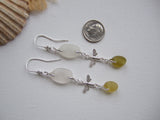 Chandelier Earrings - White and Yellow Sea Glass Bee Earrings