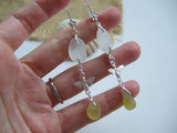 Chandelier Earrings - White and Yellow Sea Glass Bee Earrings