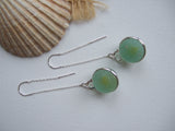 Sea Glass Yellow Cat's Eye Marble Threader Earrings