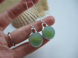 yellow cat eye sea glass marble threader earrings