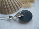 Galaxy Blue Seaham Sea Glass Pendant Mermaid - Sterling Silver