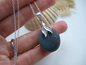 mermaid seaham sea glass pendant blue slag glass