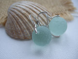 Sea Glass Marble Earrings - Large - Leverback Sterling Silver