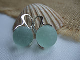 Sea Glass Marble Earrings - Large - Leverback Sterling Silver