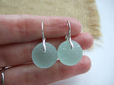 Sea Glass Marble Earrings - Large - Leverback Sterling Silver