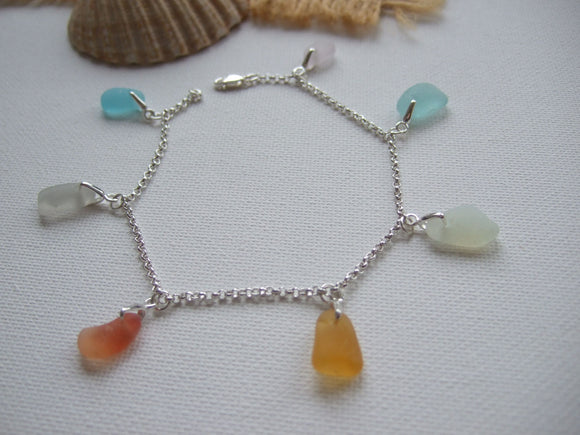 subtle colour sea glass rainbow bracelet