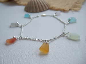 subtle colour sea glass rainbow bracelet