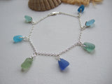 ocean colour blues sea glass bracelet
