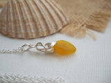 Yellow Sea Glass Flower Necklace - Spanish sea glass pendant