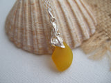 Yellow Sea Glass Flower Necklace - Spanish sea glass pendant